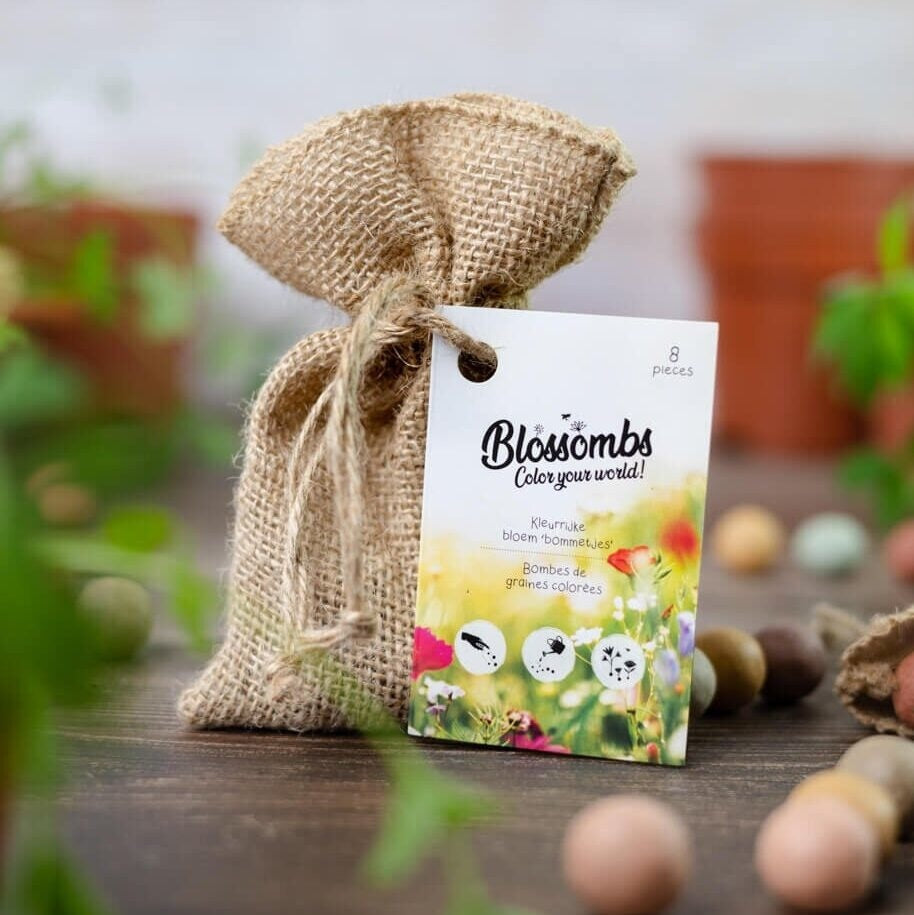 Blossombs Geschenkbeutel aus Jute mit 8 Saatkugeln [de]