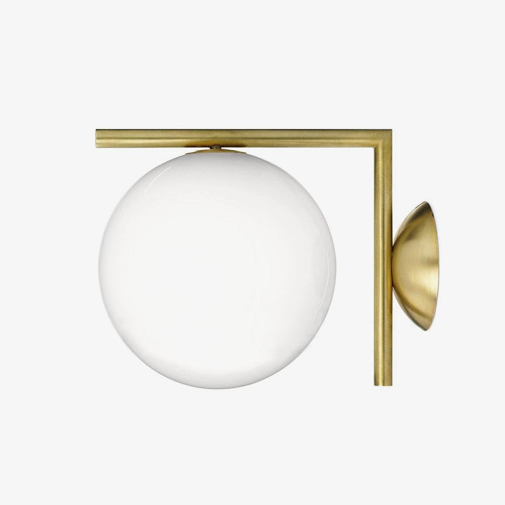 Wall Lamp Blown Glass Opaline Globe Minimalist Lighting Black Gold Scandinavian Design Ambient Light | Sansoti