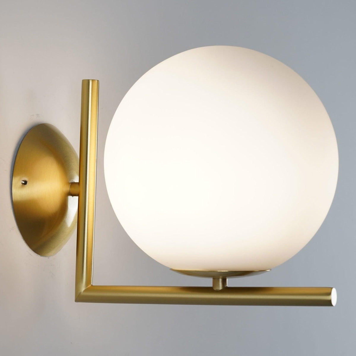 Wall Lamp Blown Glass Opaline Globe Minimalist Lighting Black Gold Scandinavian Design Ambient Light | Sansoti