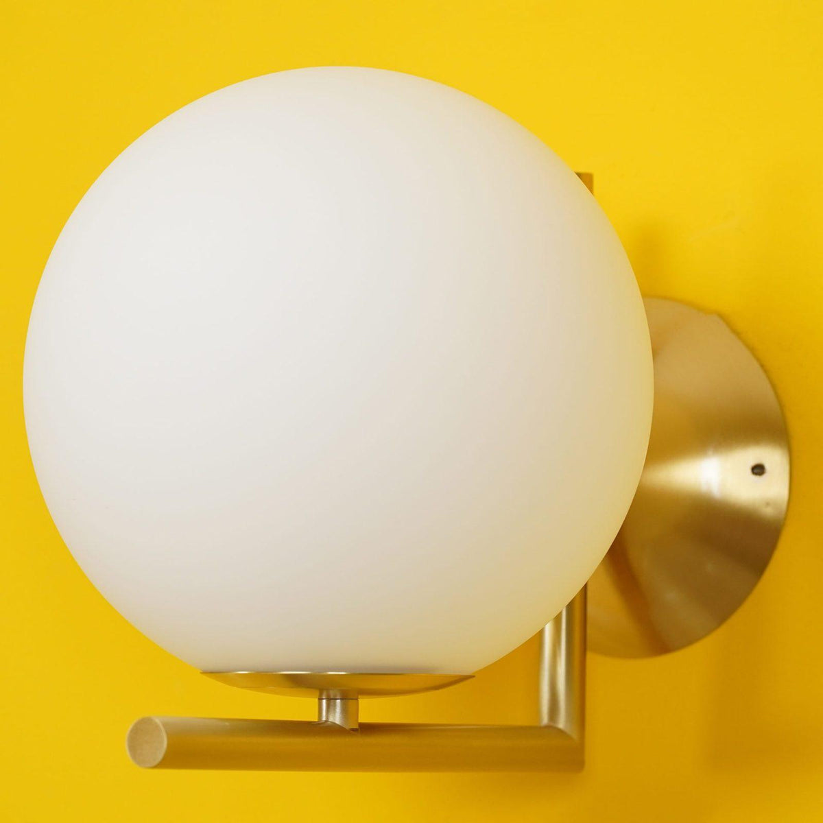 Wall Lamp Blown Glass Opaline Globe Minimalist Lighting Black Gold Scandinavian Design Ambient Light | Sansoti