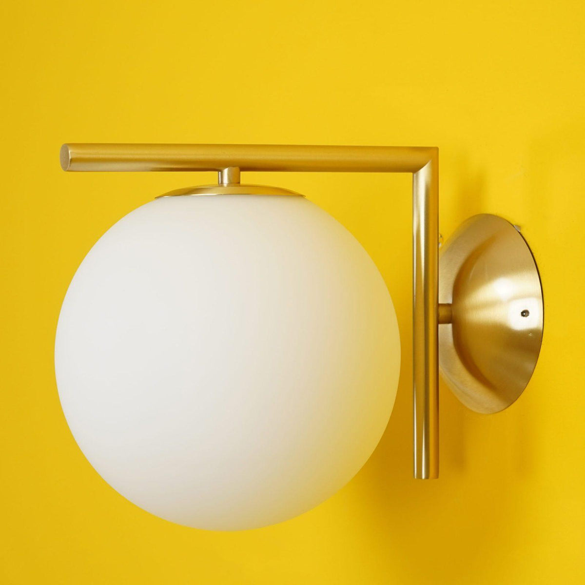 Wall Lamp Blown Glass Opaline Globe Minimalist Lighting Black Gold Scandinavian Design Ambient Light | Sansoti