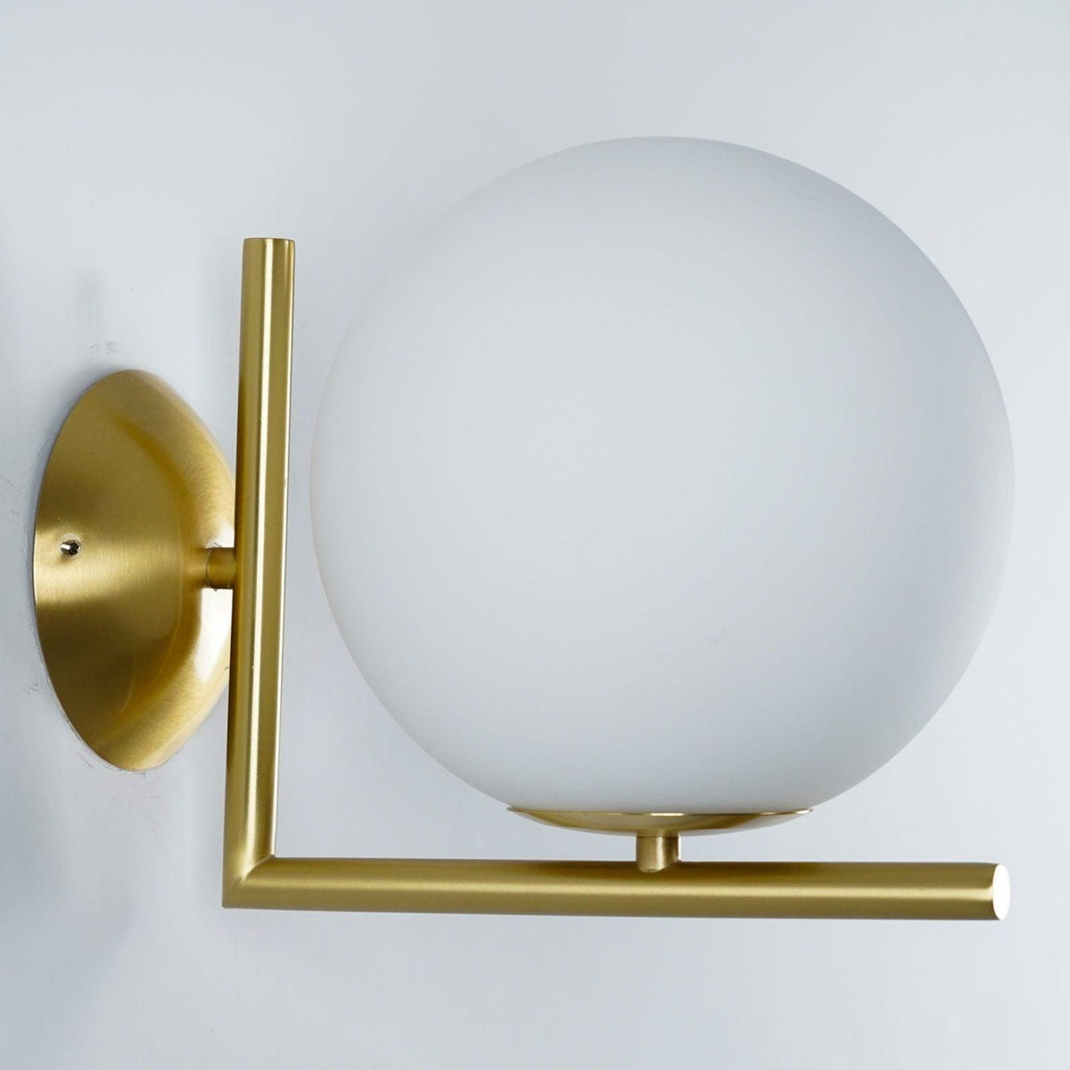 Wall Lamp Blown Glass Opaline Globe Minimalist Lighting Black Gold Scandinavian Design Ambient Light | Sansoti