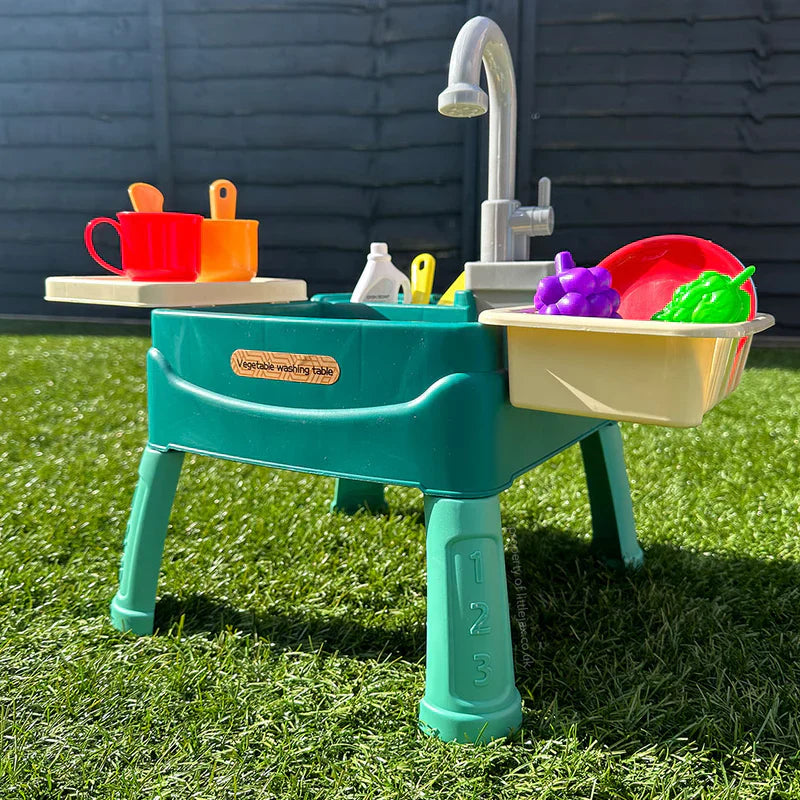Interactive Play Kitchen with Water Pump and Sink for Imaginative Role Play | Sansoti