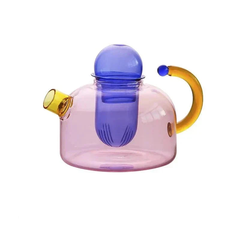 Sansoti | Borosilicate Glass Teapot with Cups – Designer Tea Set of Heat-Resistant Glass