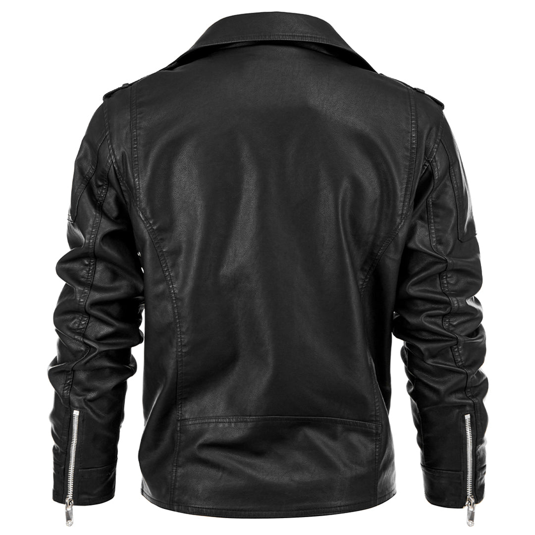 Leren Herenjack Boulevard Stijl PU Leer Zwart Waterbestendig All-Season Biker Motorjas voor Heren Casual | Sansoti