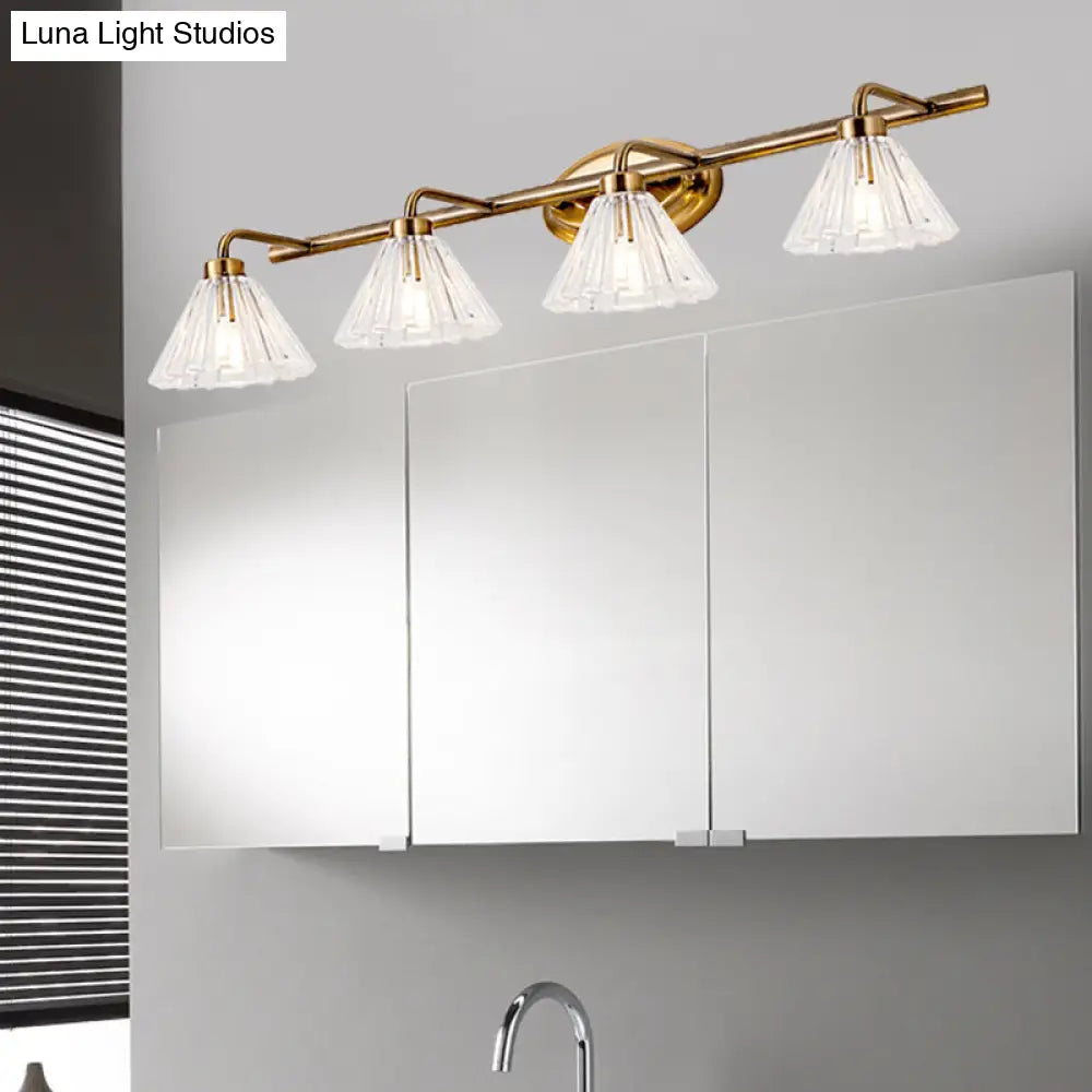 Glass Wall Lamp Cone with Brass Finish – Modern Design with LED Lighting for Bathroom and Toilet | Sansoti