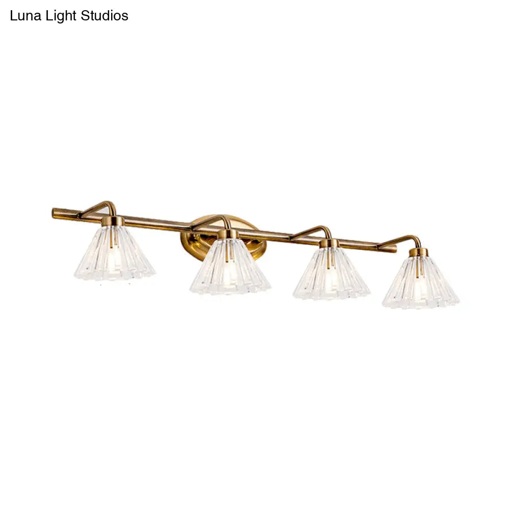 Glass Wall Lamp Cone with Brass Finish – Modern Design with LED Lighting for Bathroom and Toilet | Sansoti