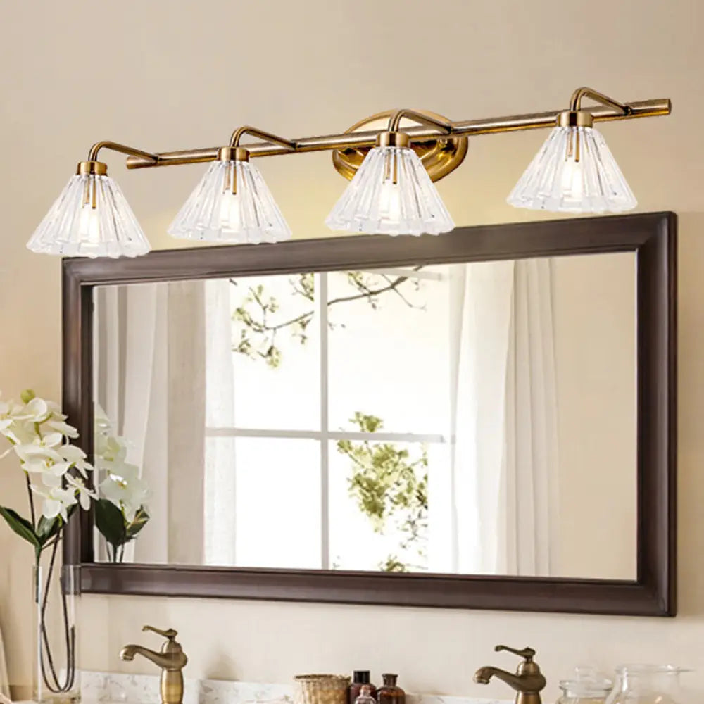 Glass Wall Lamp Cone with Brass Finish – Modern Design with LED Lighting for Bathroom and Toilet | Sansoti