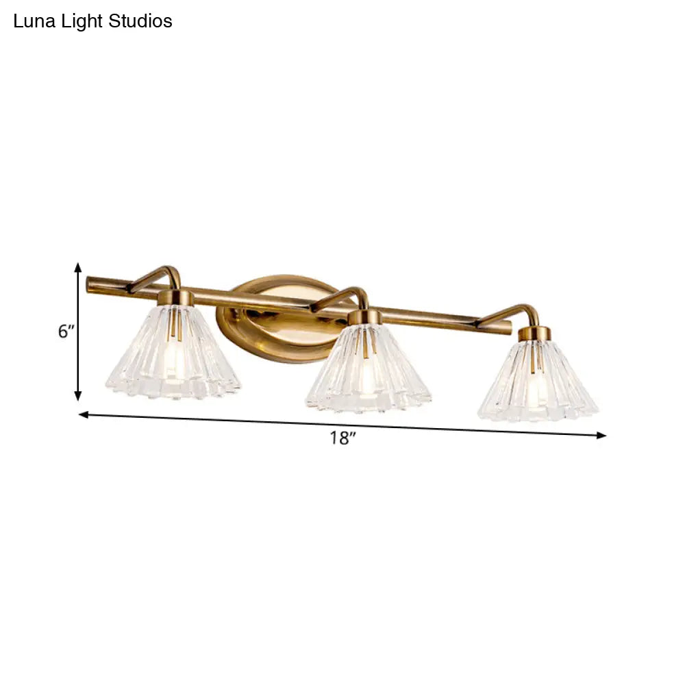 Glass Wall Lamp Cone with Brass Finish – Modern Design with LED Lighting for Bathroom and Toilet | Sansoti