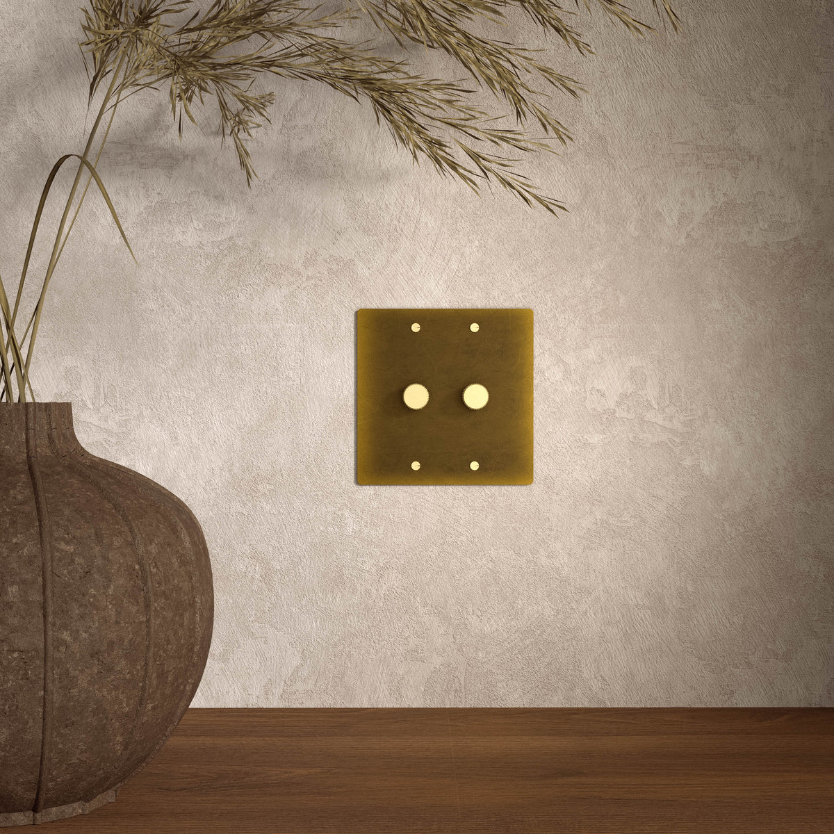 Rotary Dimmer with Brass Finish for Stylish Light Control and Ambient Lighting in Living and Bedroom Spaces | Sansoti