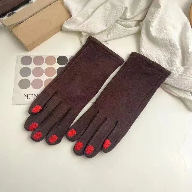 Winterhandschoenen met Touchscreen Functie en Nagellak Design Fleece Gevoerde Warme Handschoenen Dames | Sansoti