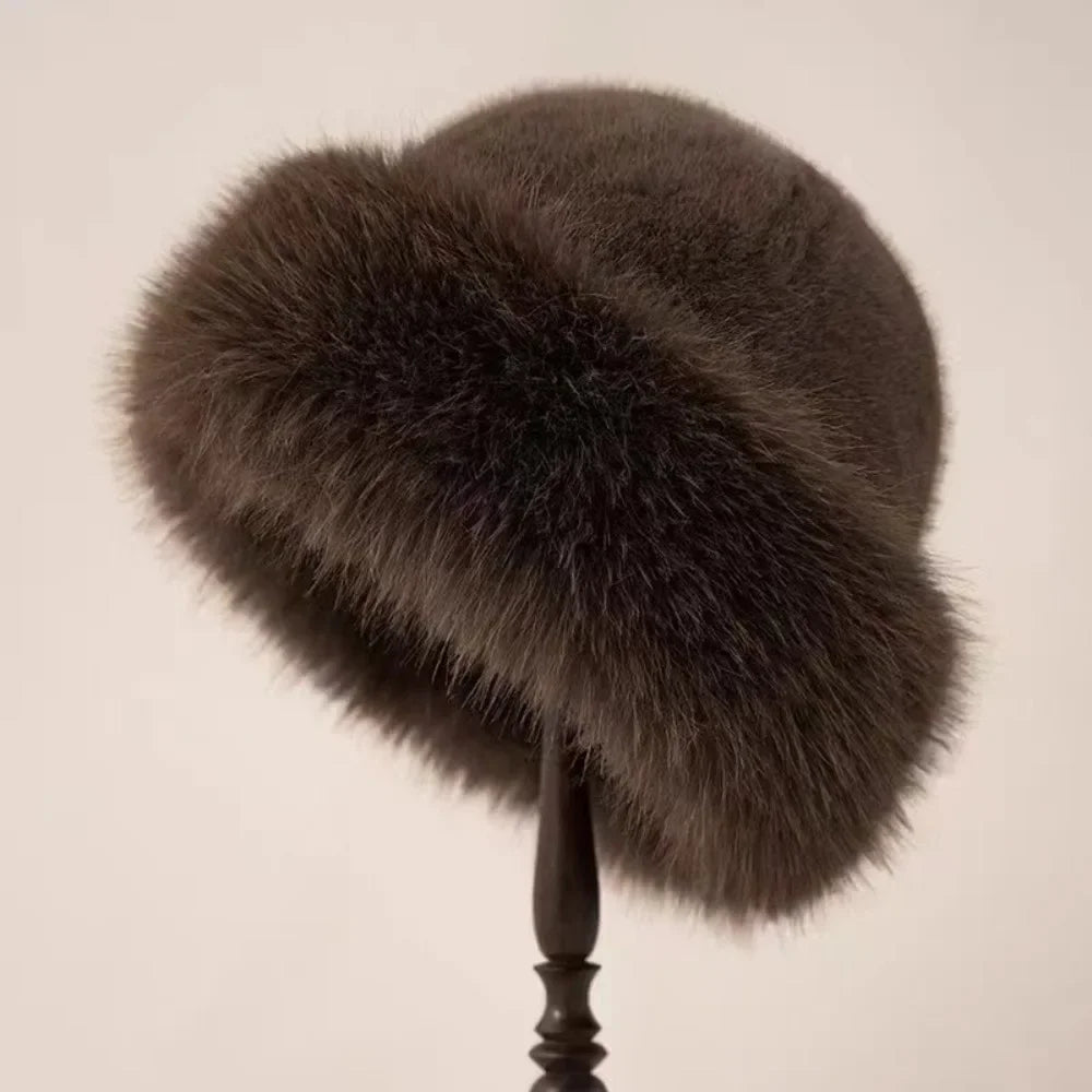 Pluche Bucket Hat Winterhoed Zachte Imitatiebont Hoed Knusse Winteraccessoire Dames Warme Muts Fleece Gevoerd | Sansoti