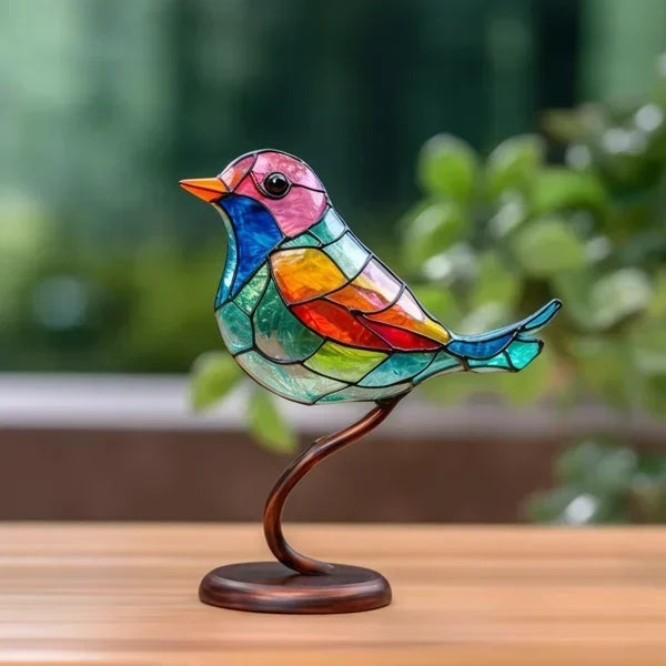 Glass Bird Figurines in Colored Shades – Set of Decorative Bird Sculptures for Interior Living Room Bedroom | Sansoti