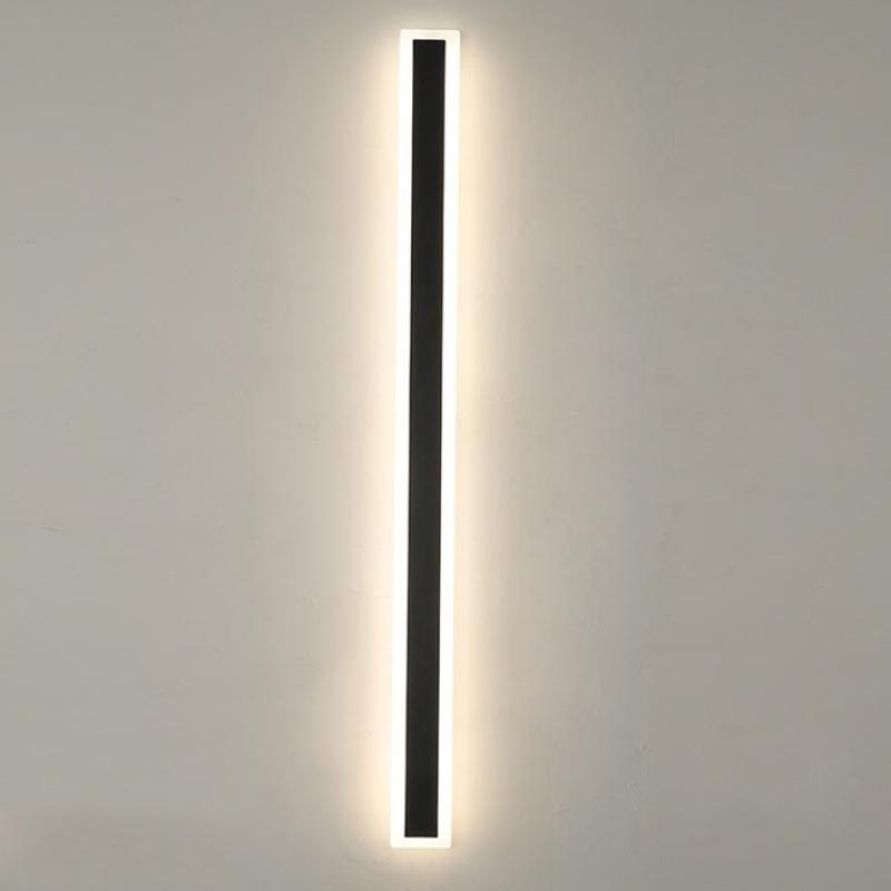 Lámpara de pared exterior LED lineal, negra, acrílico, IP65, regulable, jardín, fachada, moderna | Sansoti