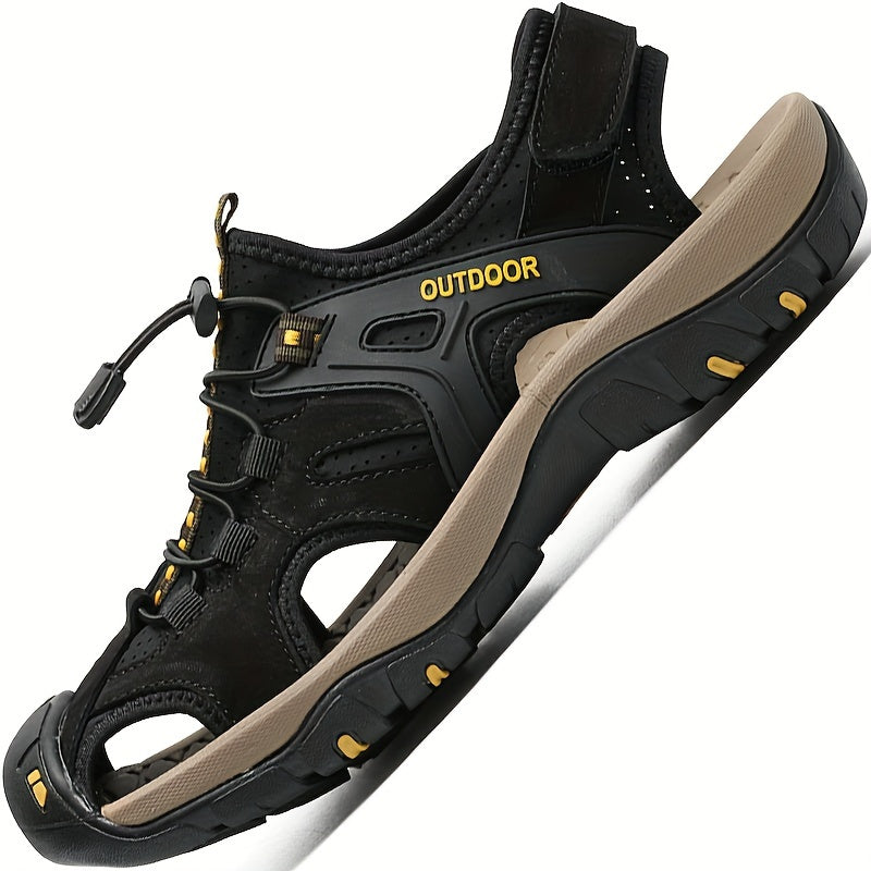 Breathable men's sandals with closed toe – Elastic strap and sturdy rubber sole for outdoor use | Sansoti