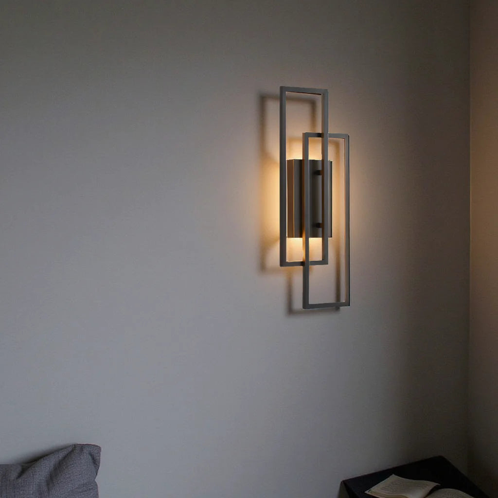 Wall Lamp LED Rectangular Geometric Aluminum Black Warm White 3000K Hall Bedroom Modern | Sansoti