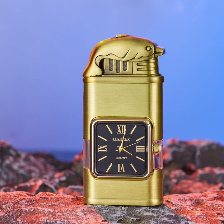 Decorative Lighter with Built-in Clock – Adjustable Flame and Luxury Pattern Selection | Sansoti