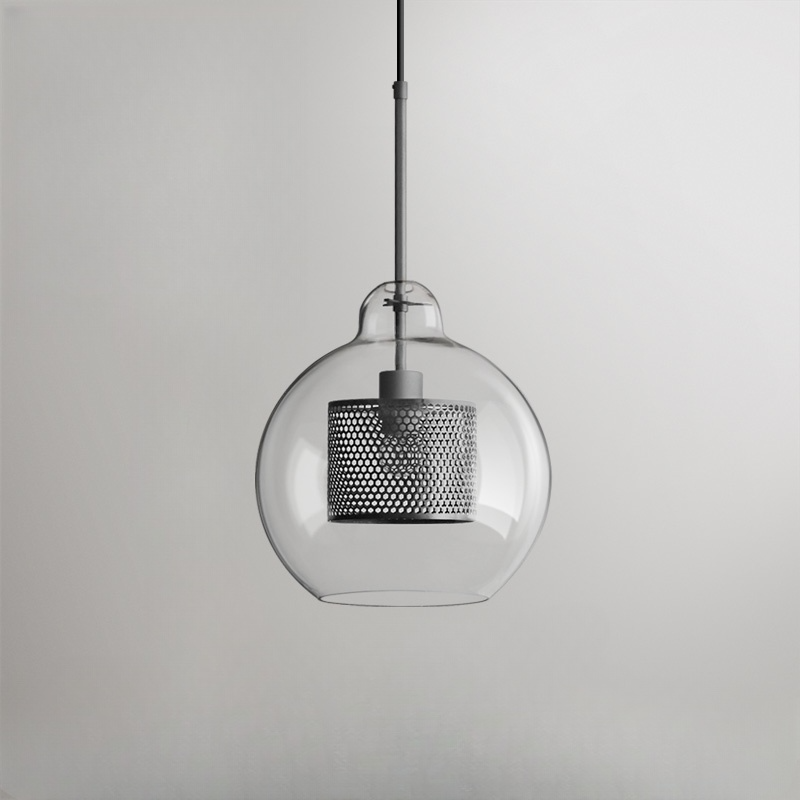 Glass Pendant Light Globe Gold or Silver E26 Socket Adjustable Cord Dining Room Bedroom Living Room Modern | Sansoti