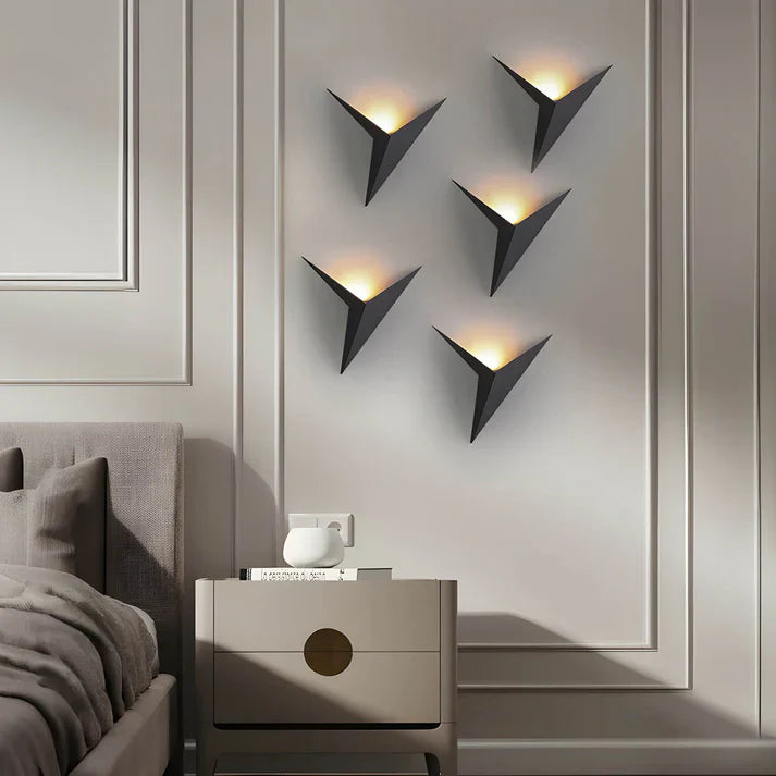 Applique murale oiseau fer noir éclairage mural chambre salon design minimaliste style origami LED | Sansoti