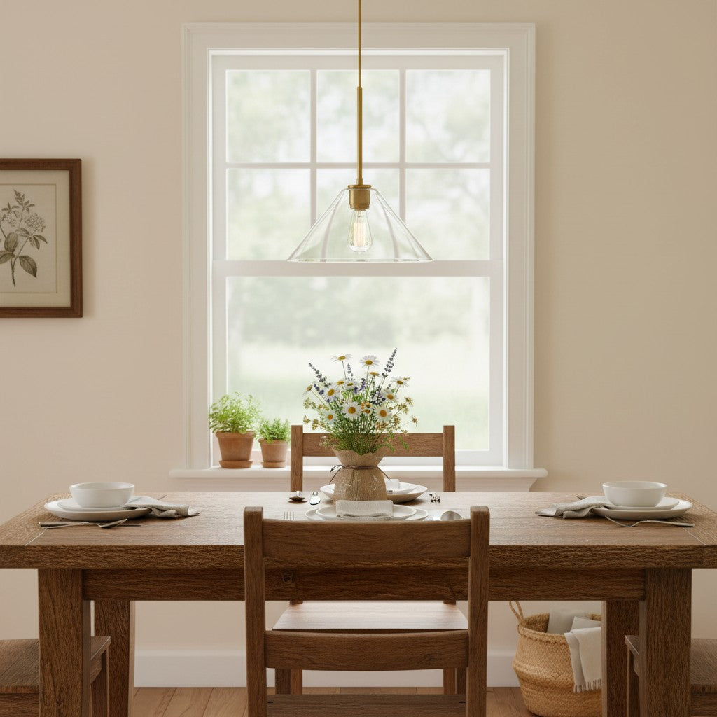 Glass Pendant Light Cone Metal Fitting E27 Transparent Frosted Glass Kitchen Lighting Dining Room Living Room | Sansoti