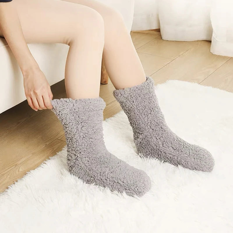 Dikke Pluche Huissokken voor Winterwarmte Thuiscomfort Fleece Binnensokken Zachte Thermo Antislip Vloer | Sansoti