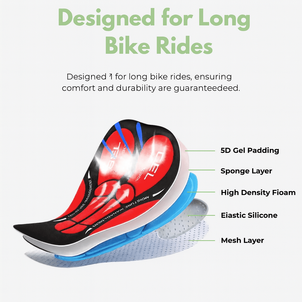 Fietsbroek met Gelpadding Ademend Stretch Materiaal Comfortabel Zwart Rood Blauw Fietsen Training Outdoor Sport | Sansoti