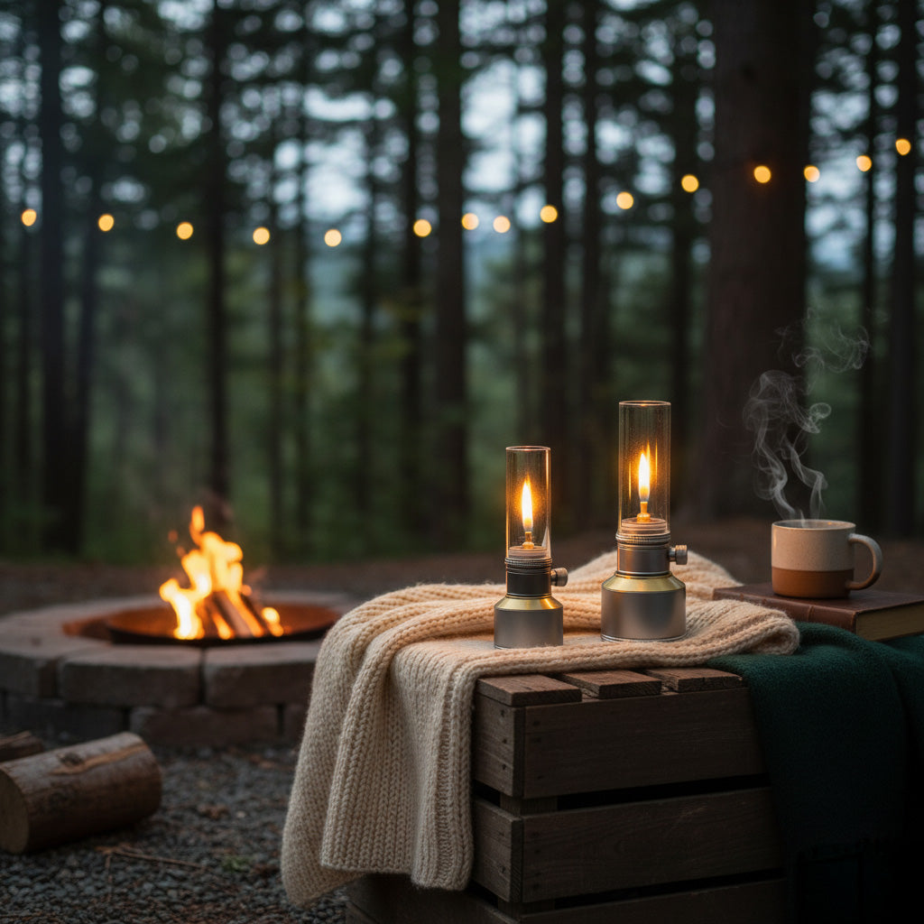Vintage Butane Camping Lamp with Adjustable Flame – Compact Outdoor Light for Hikers and Adventurers | Sansoti