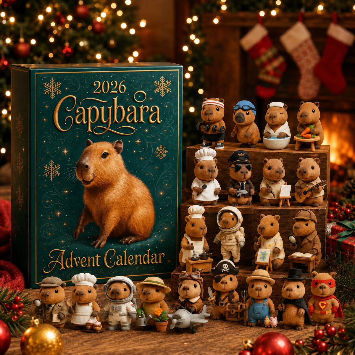 Capybara Advent Calendar 24 Days Christmas Surprise for Children Animal Motif Countdown Calendar Christmas Gift Decoration | Sansoti