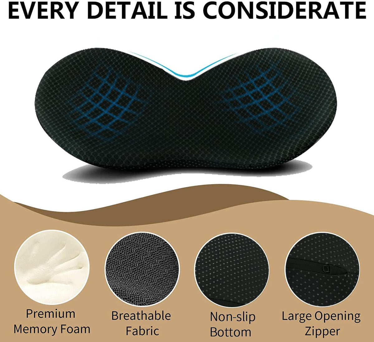 Ergonomic Booster Car Seat Cushion, Memory Foam, for Short Drivers, Comfort, Black Beige Brown Red, Car | Sansoti