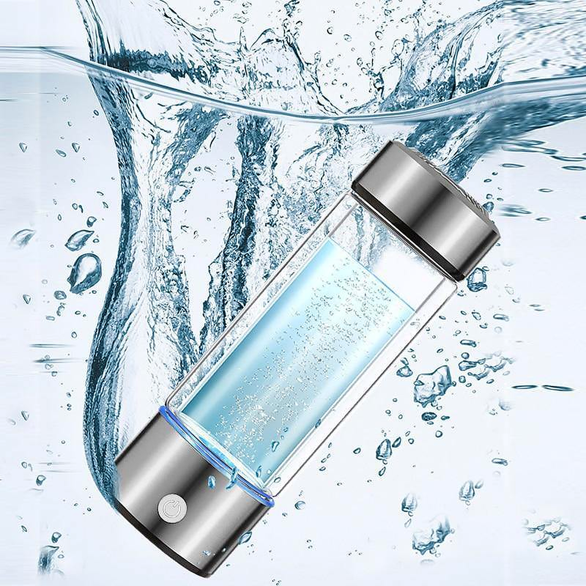 Bouteille d’eau hydrogénée portable de 420ml, rechargeable par USB-C, commande à un bouton, eau saine et hydratation en déplacement | Sansoti