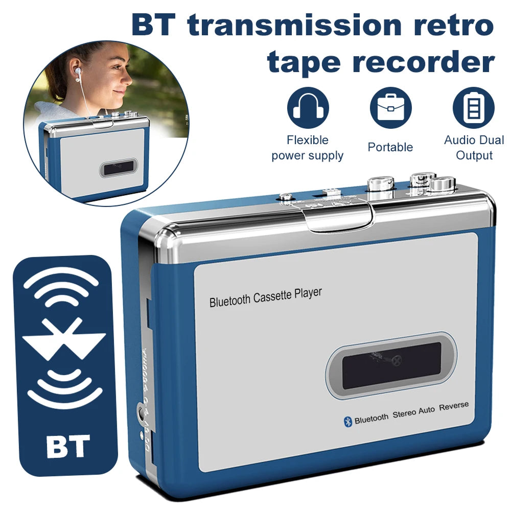 Portable Cassette Player with Bluetooth and Auto-Reverse Function for a Nostalgic Retro Music Experience | Sansoti