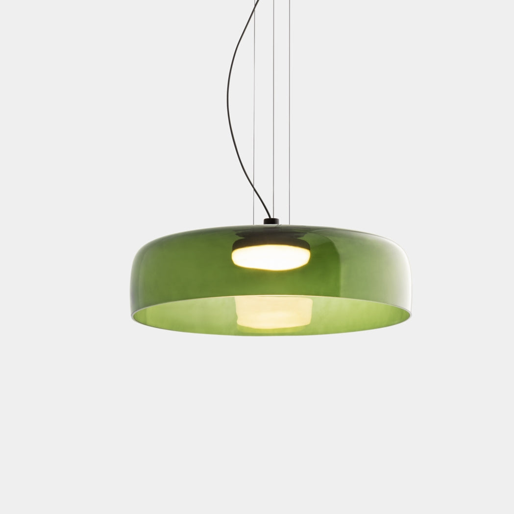Lampa wisząca szklana, design nordycki, warstwowa, 1, 2 lub 3 poziomy, pomarańczowy, zielony, szary, jadalnia, kuchnia, salon, lampa pendelowa, ciepłe światło LED, regulowana