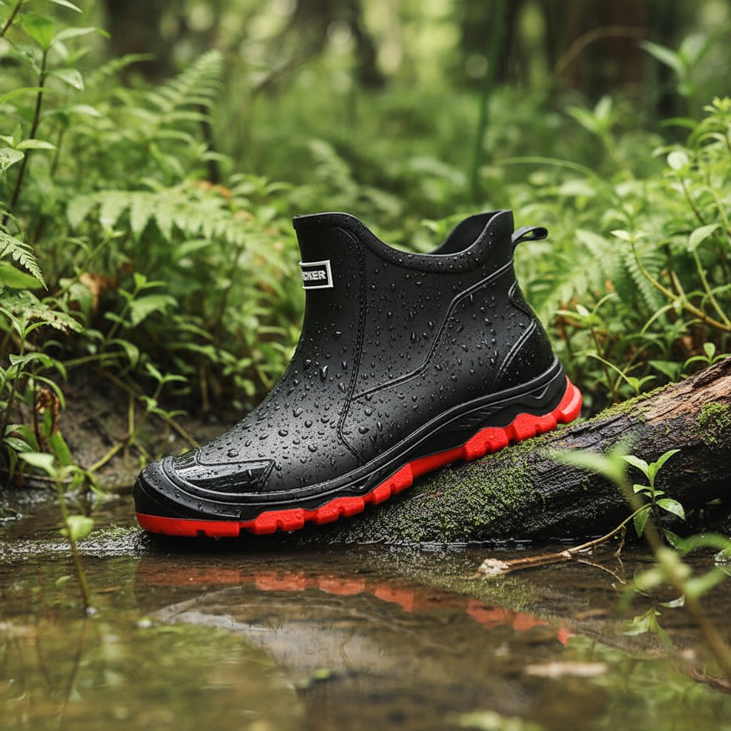 Rubber Rain Boots Waterproof Non-Slip Ankle-High PVC Outdoor Boots for Garden Camping Fishing Outdoor Activities | Sansoti