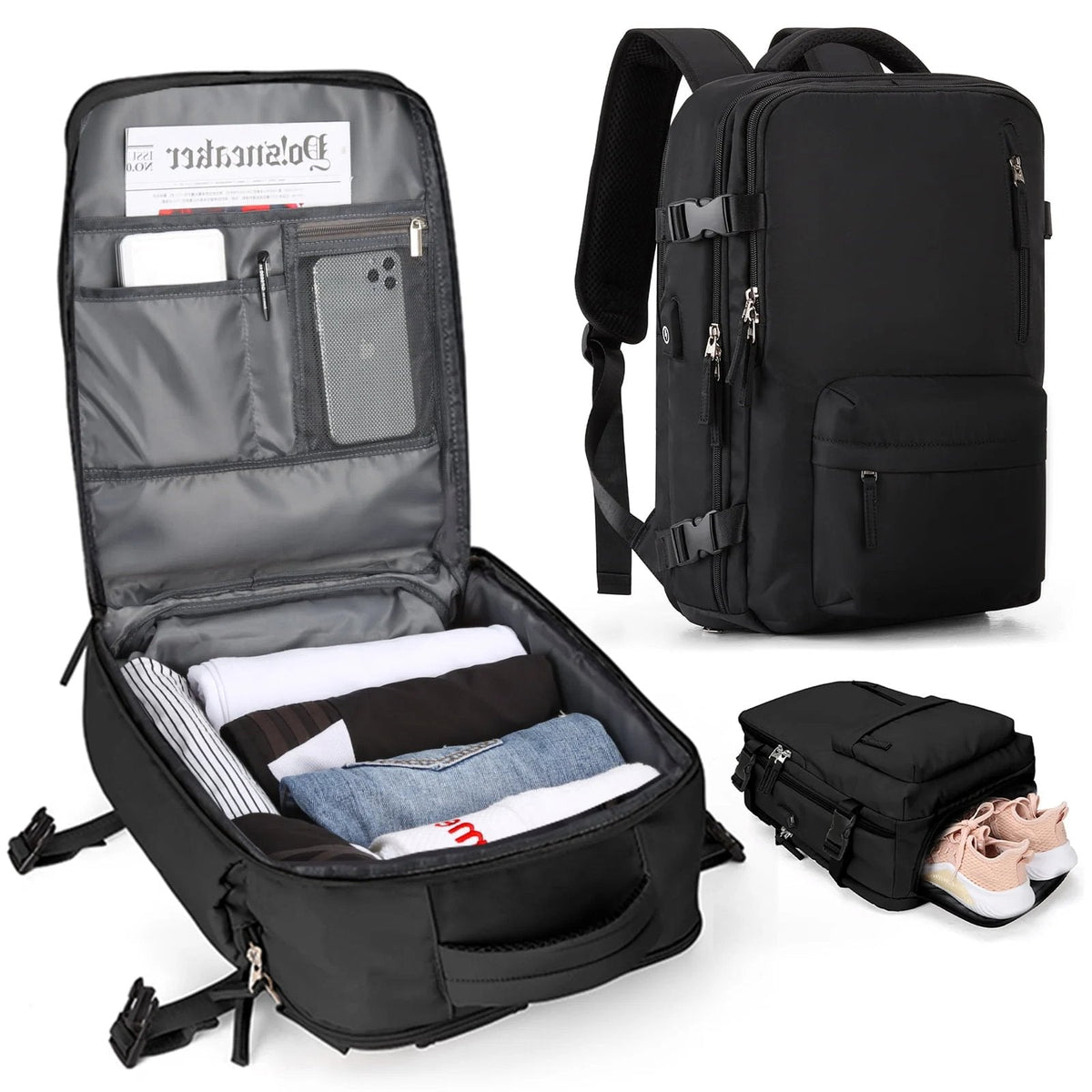 Grote Dames Reistas Waterdichte Wandelrugzak 35L Multifunctioneel met USB Poort | Sansoti