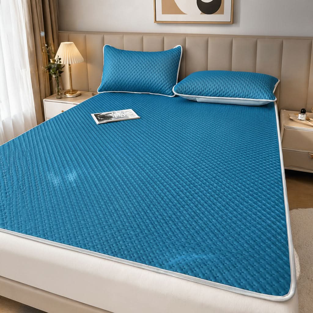 Faltbare Sommermatte mit kühlendem Effekt – atmungsaktive Schlafmatte im Wafeldesign, 200x220 cm, für ein Doppelbett | Sansoti