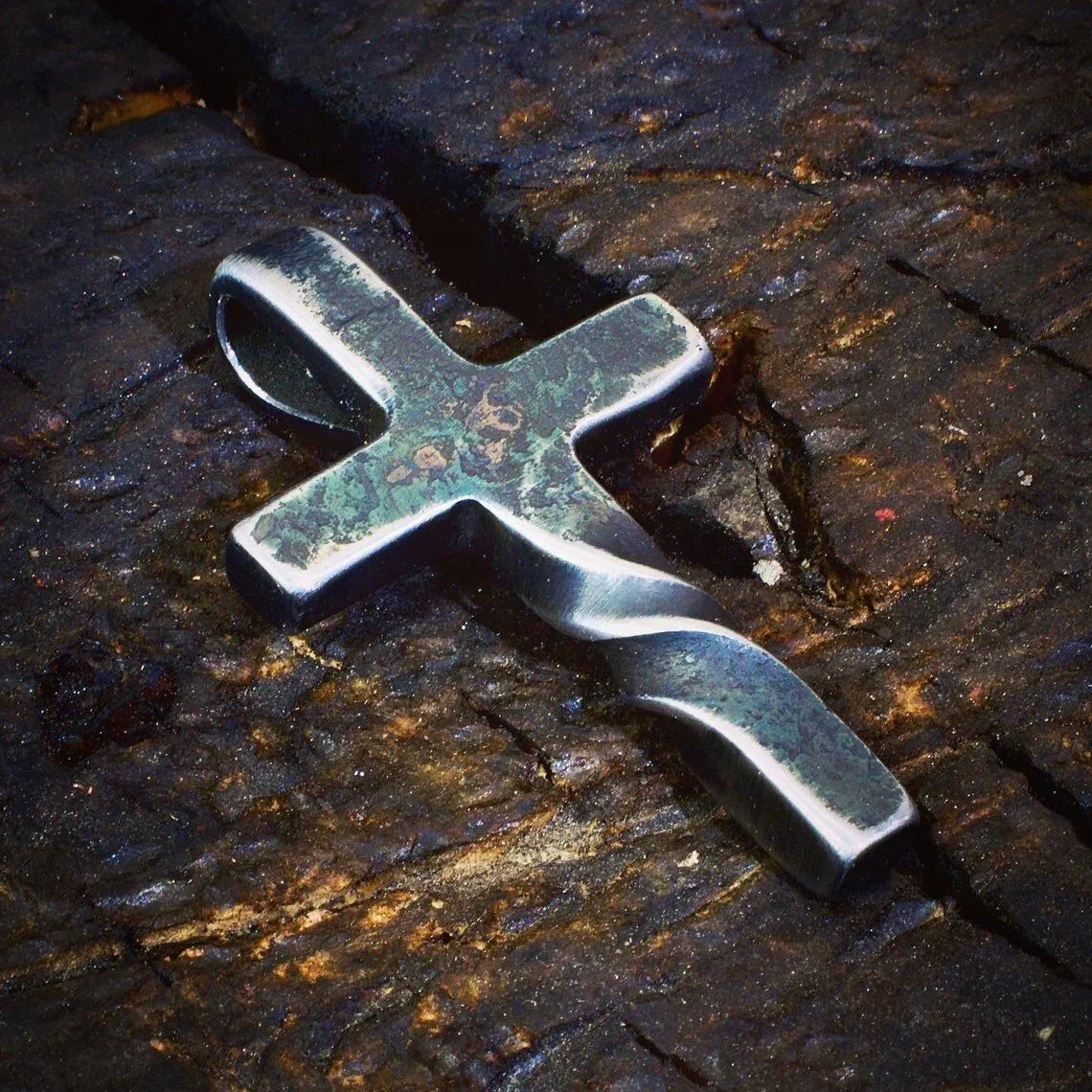 Handmade Cross Pendant with Adjustable Leather Necklace | Artisan Jewelry | Sansoti