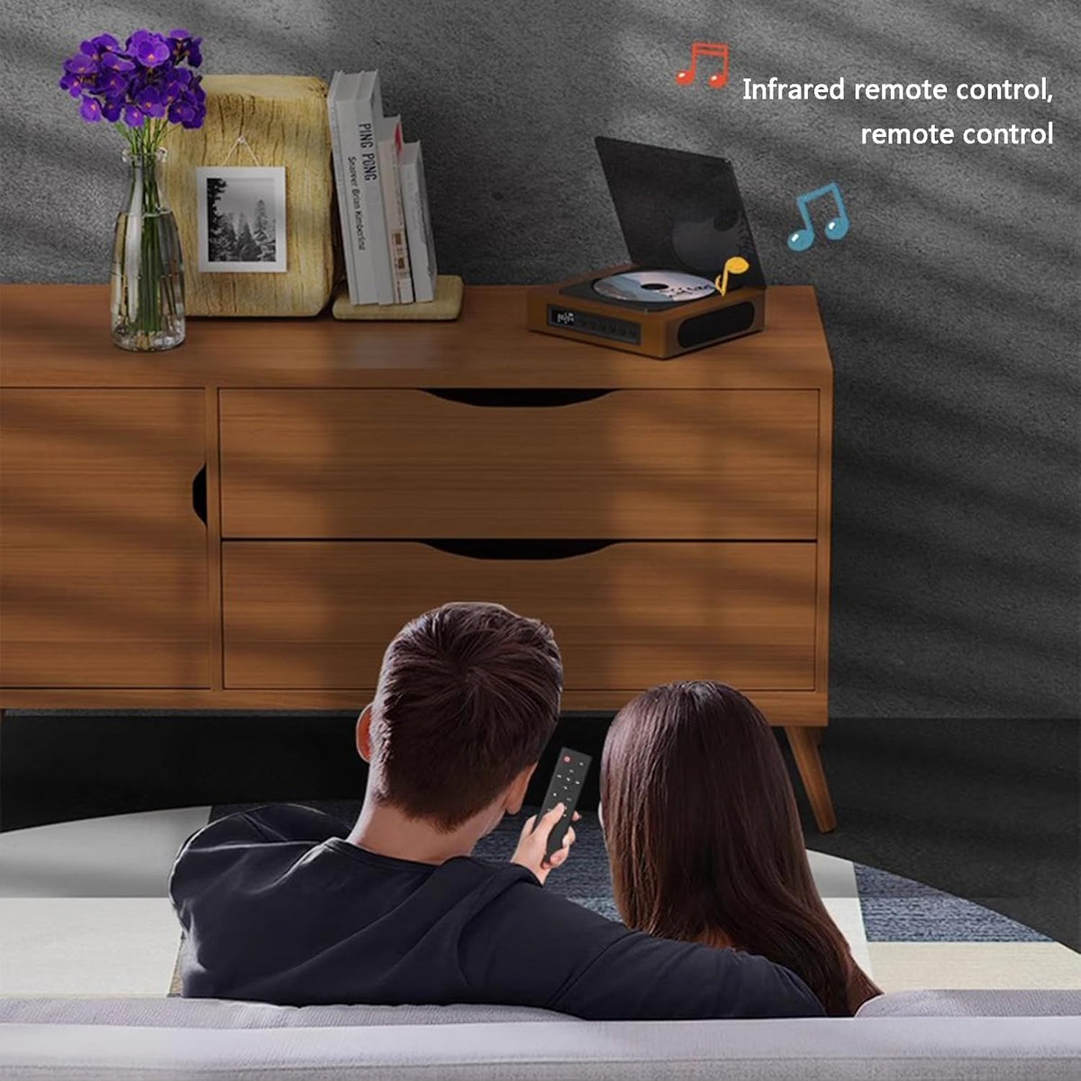 Retro odtwarzacz CD, vintage, odtwarzacz muzyki z Bluetooth, radiem FM i wyświetlaczem LCD | Sansoti