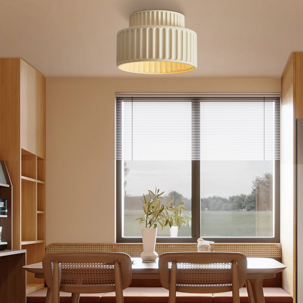 Ceiling Lamp Ribbed Resin E27 White Compact Modern Interior Living Room Kitchen Bedroom Retro Design Ceiling Light | Sansoti