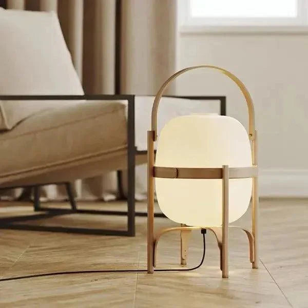 Table Lamp Wood Opal Glass Natural 3 Sizes Living Room Bedroom Ambient Lighting Floor Lamp Japandi Scandinavian | Sansoti