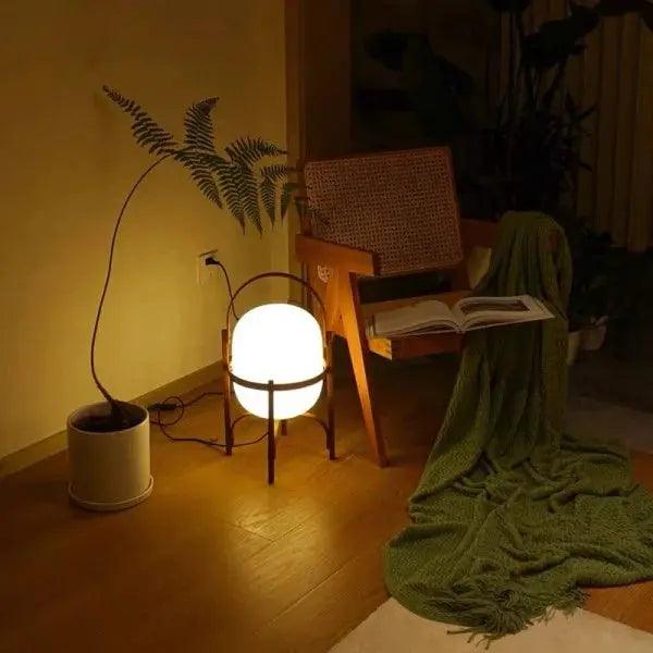 Lampa stołowa, drewno i szkło opalowe, naturalna, 3 rozmiary, salon, sypialnia, oświetlenie nastrojowe, lampa stojąca, Japandi, styl skandynawski | Sansoti