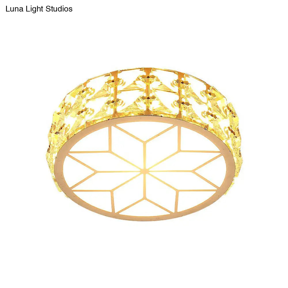 Round LED Crystal Ceiling Light Recessed Champagne Gold 15–20cm Hallway Bedroom Modern Luxury Lighting | Sansoti