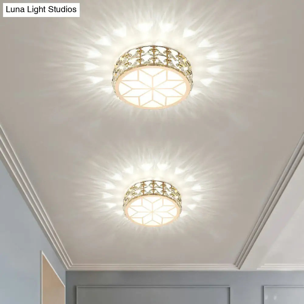 Kristallen Plafondlamp Rond LED Inbouw Champagne Goud 15-20cm Gang Hal Slaapkamer Moderne Luxe Verlichting | Sansoti