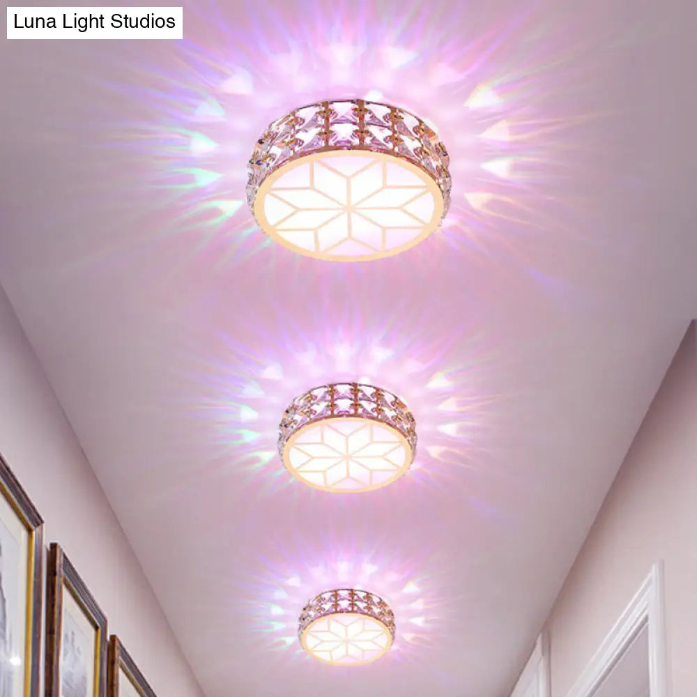 Round LED Crystal Ceiling Light Recessed Champagne Gold 15–20cm Hallway Bedroom Modern Luxury Lighting | Sansoti