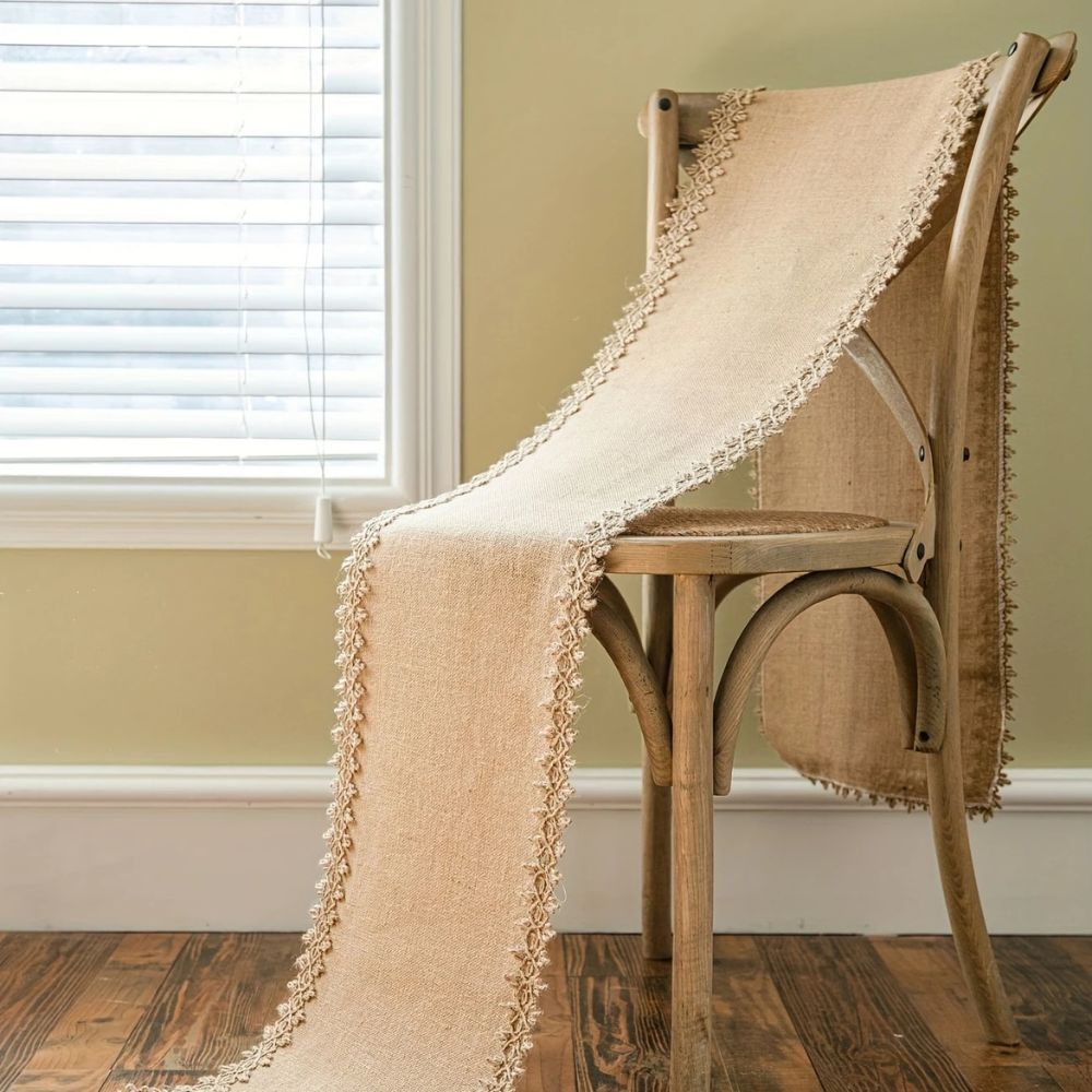 Table runner jute 30x180 cm beige dining table decoration rustic boho table linen table styling interior | Sansoti
