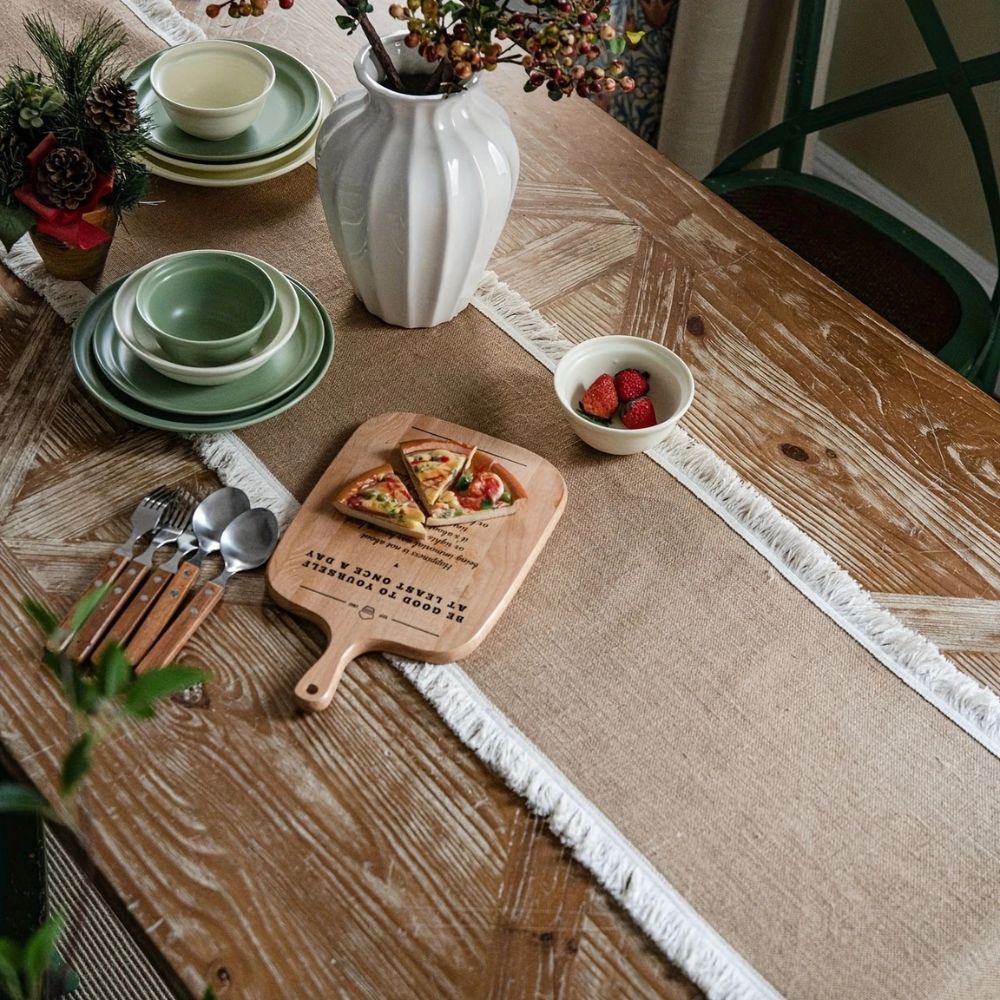 Table runner jute 30x180 cm beige dining table decoration rustic boho table linen table styling interior | Sansoti