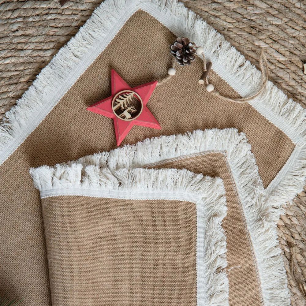 Table runner jute 30x180 cm beige dining table decoration rustic boho table linen table styling interior | Sansoti