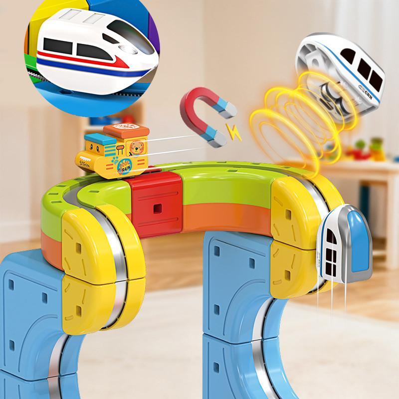 Magnetic Train Track Building Set 3D STEM Educational Toy Creative Construction Set for Children Developmental | Sansoti