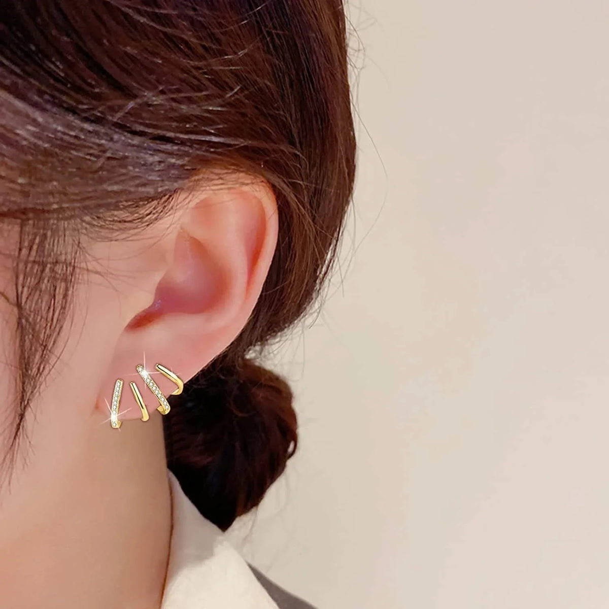 Elegante Oorbellen met Vier Klauwen Design Goud Zilver | Sansoti