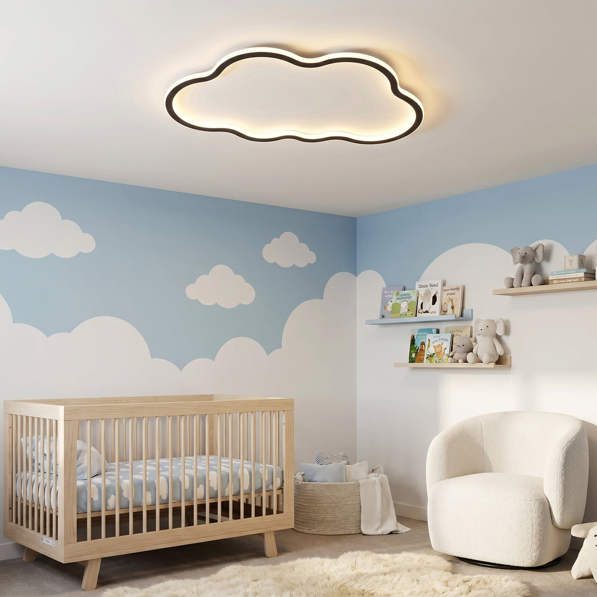 Cloud-Shaped Ceiling Light LED E27 Aluminum PVC Scandinavian Design Modern Interior Living Room Children's Room | Sansoti