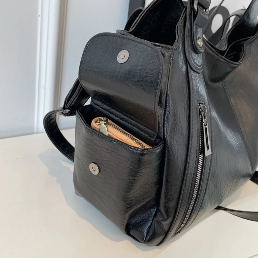Dames Schoudertas met Ruim Interieur Zakken Cognac Zwart Espresso Werk Laptop Casual Reizen Dagelijks | Sansoti